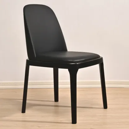 Wooden Modern Dining Chair Solid Back Armless with Upholstered Image - 28