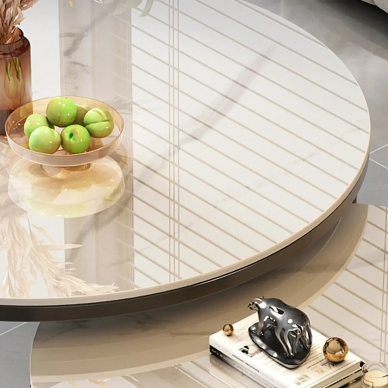 Modern White Round Nesting Coffee Table Set with Steel Base Image - 10 | homeyfad