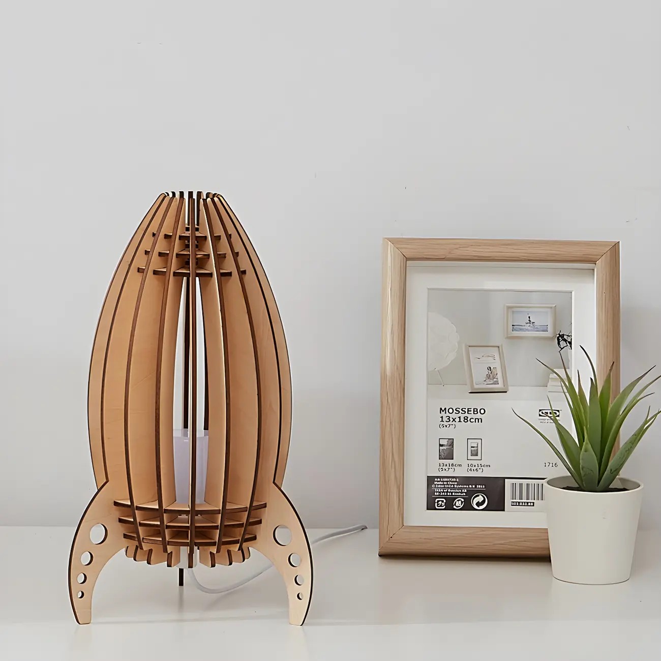Wooden Rocket LED Night Light for Kids Bedroom Decor Image - 2 | homeyfad