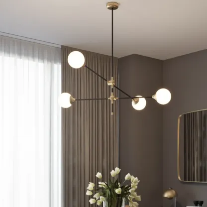 6-Light Modern Industrial Globe Chandelier with Sputnik Design Image - 8