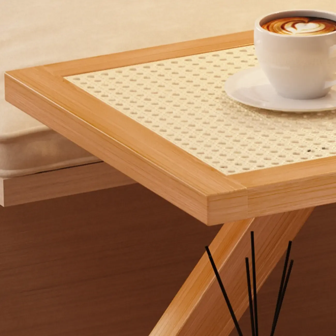 2-Tier Rectangle Plastic Folding Side Table with Wheels Image - 7