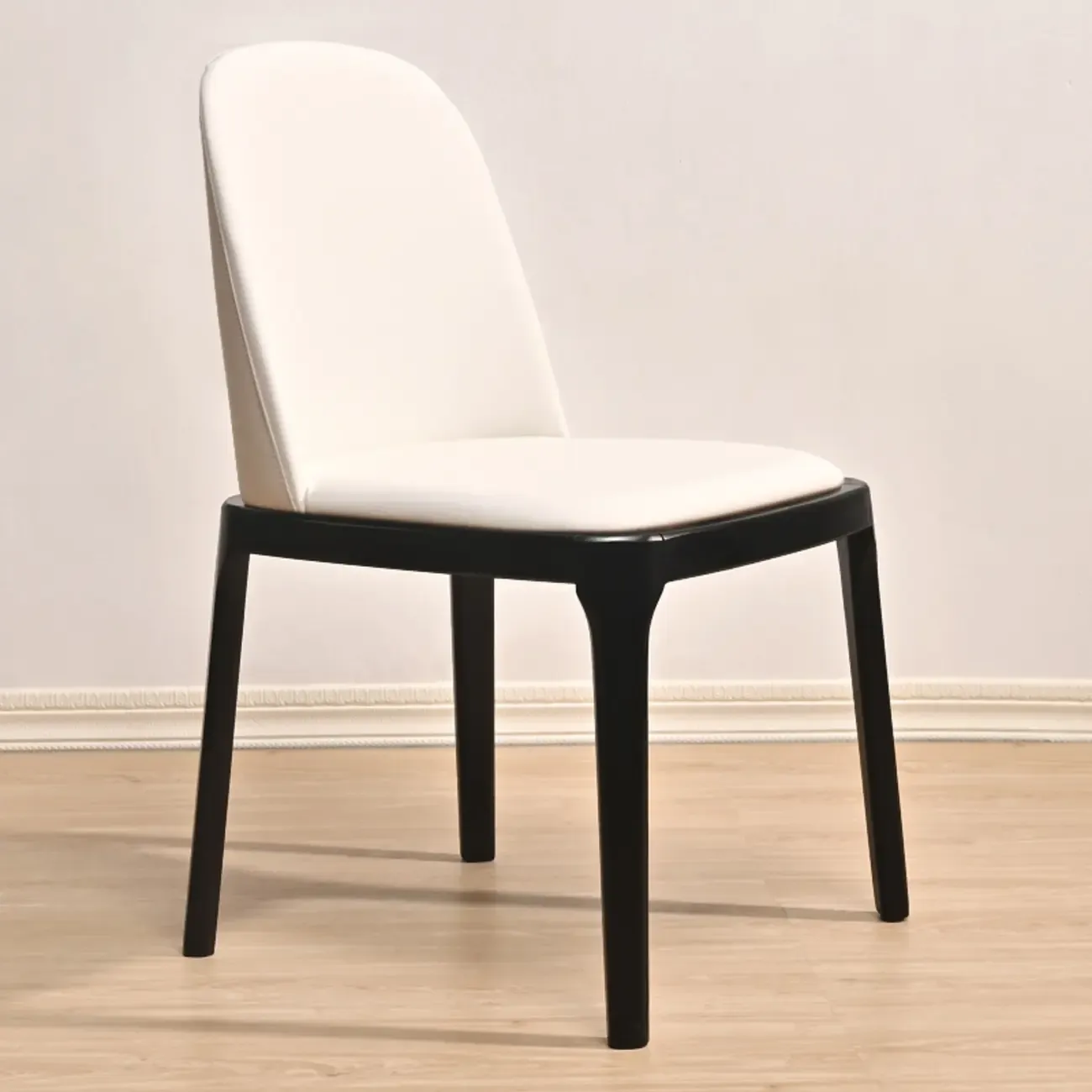 Wooden Modern Dining Chair Solid Back Armless with Upholstered Image - 29