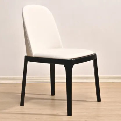Wooden Modern Dining Chair Solid Back Armless with Upholstered Image - 29