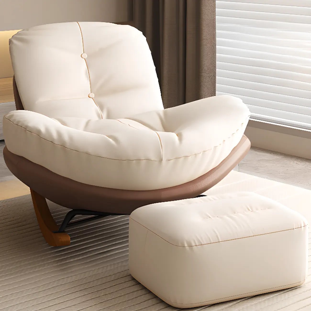 Scandinavian Upholstered Rocking Chair with Optional Ottoman Image - 22 | homeyfad