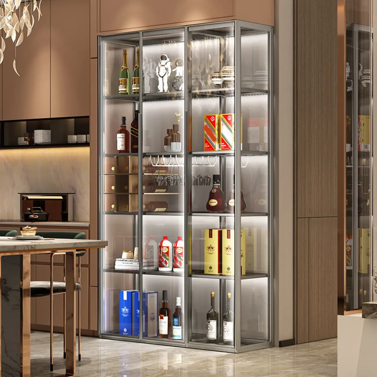 Metal Freestanding Display Cabinet with Glass Doors Image - 11