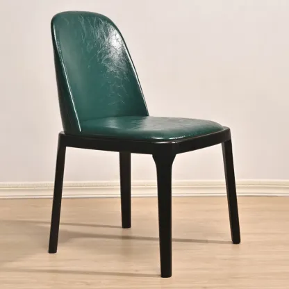 Wooden Modern Dining Chair Solid Back Armless with Upholstered Image - 30
