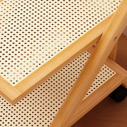 2-Tier Rectangle Plastic Folding Side Table with Wheels Image - 8