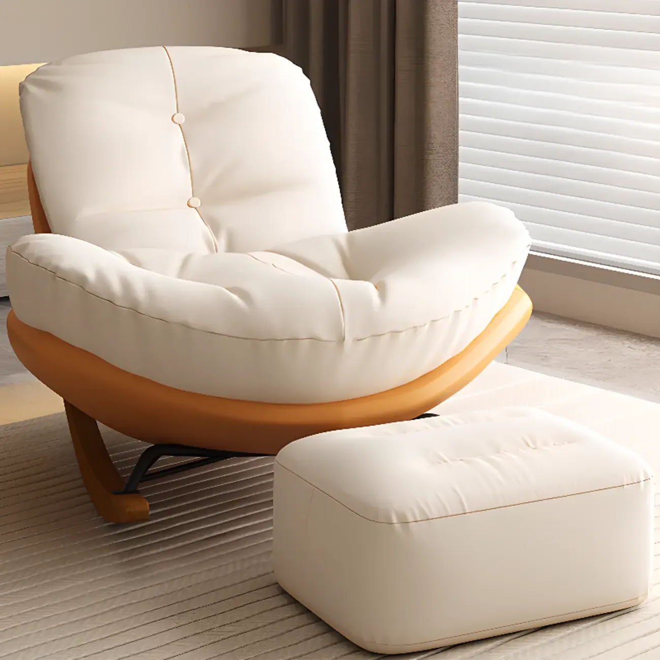 Scandinavian Upholstered Rocking Chair with Optional Ottoman Image - 23
