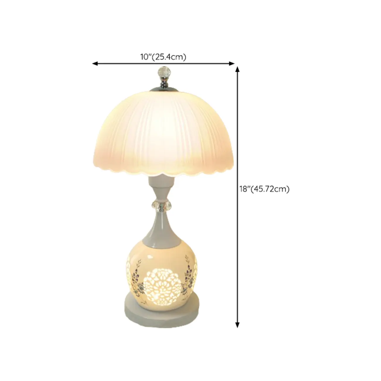 Hollow Floral Ceramic Desk Lamp with Glass Shade for Bedroom Image - 14 | homeyfad