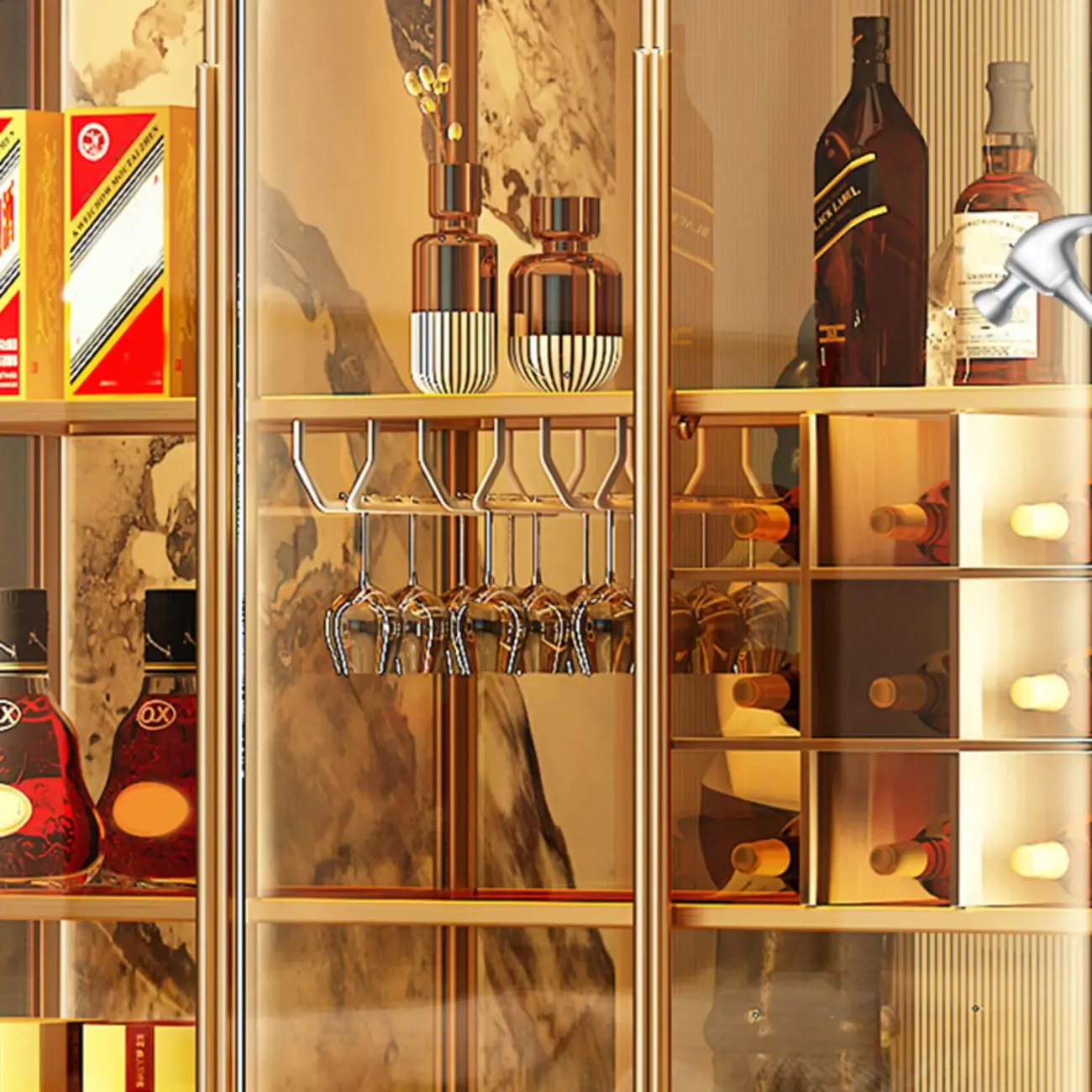 Metal Freestanding Display Cabinet with Glass Doors Image - 12