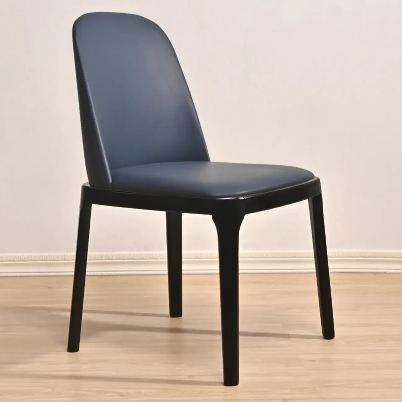 Wooden Modern Dining Chair Solid Back Armless with Upholstered Image - 31
