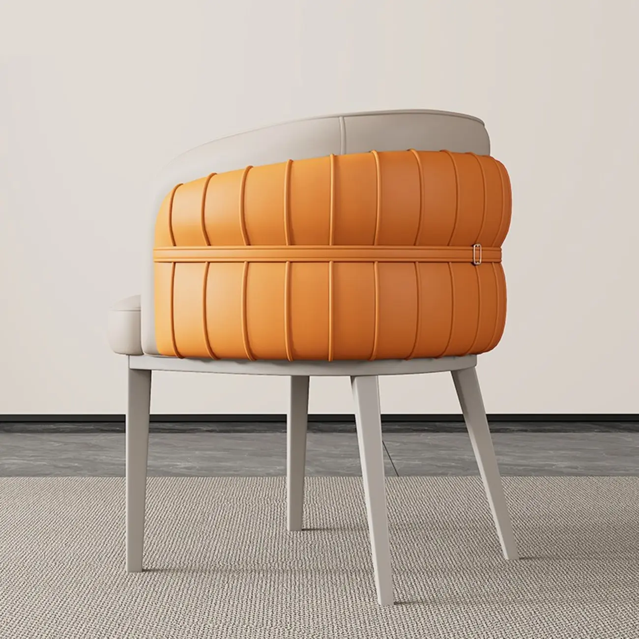 Modern Sloped Arm Solid Back Faux Leather Dining Chair Image - 2 | homeyfad