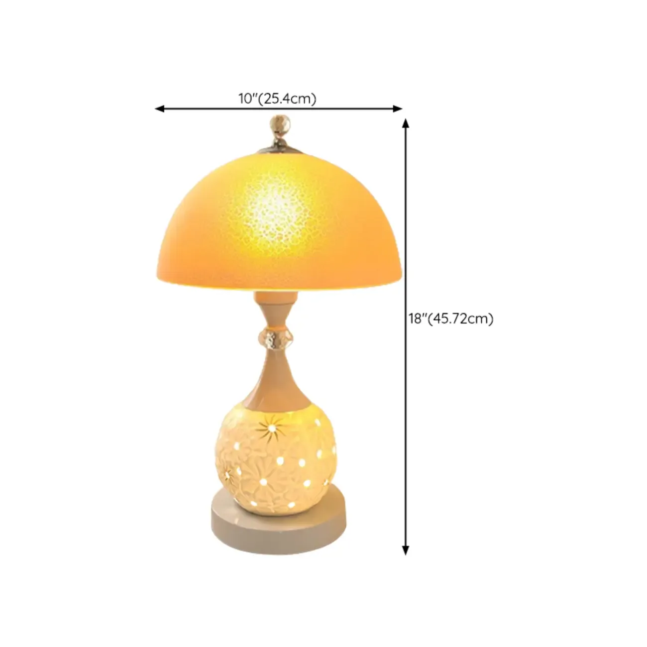 Hollow Floral Ceramic Desk Lamp with Glass Shade for Bedroom Image - 15