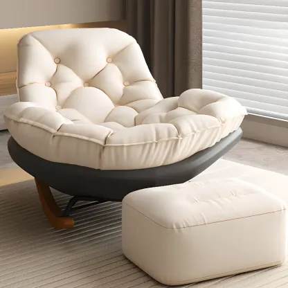 Scandinavian Upholstered Rocking Chair with Optional Ottoman Image - 24