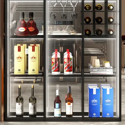 Metal Freestanding Display Cabinet with Glass Doors Image - 13