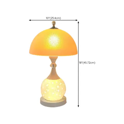 Hollow Floral Ceramic Desk Lamp with Glass Shade for Bedroom Image - 16