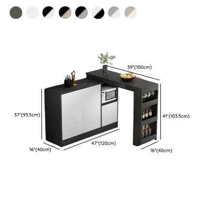 Modern Brown Counter Bar Table with Wine Cabinet Storage for Living Room #size