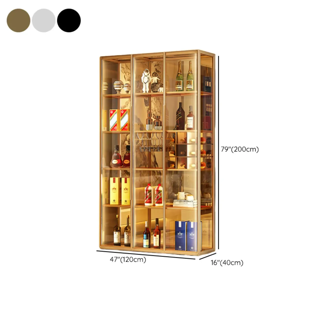 Metal Freestanding Display Cabinet with Glass Doors #size