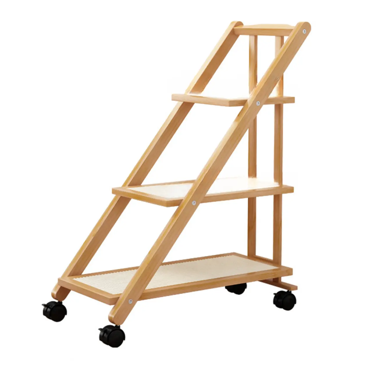 2-Tier Rectangle Plastic Folding Side Table with Wheels Image - 11 | homeyfad