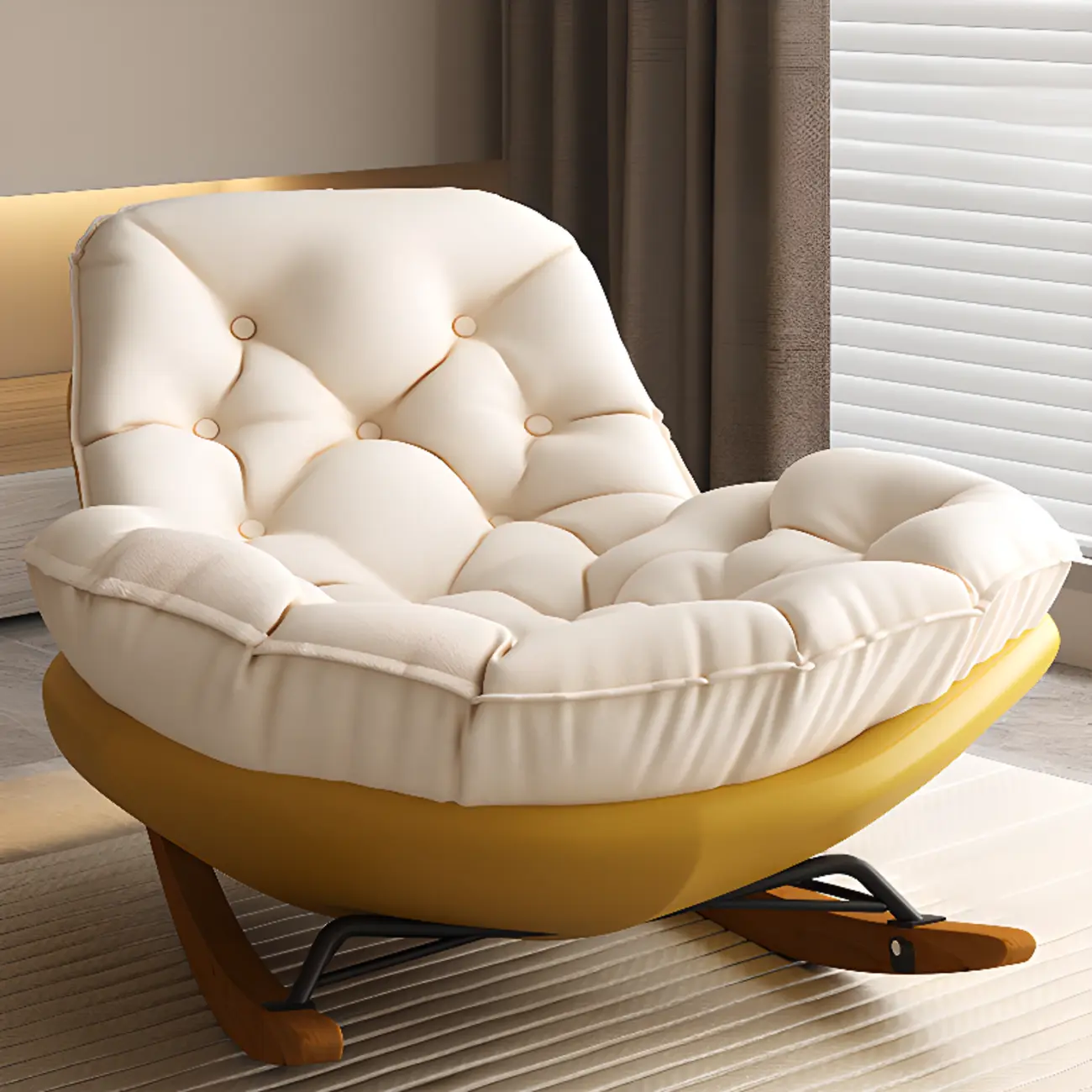 Scandinavian Upholstered Rocking Chair with Optional Ottoman Image - 26 | homeyfad