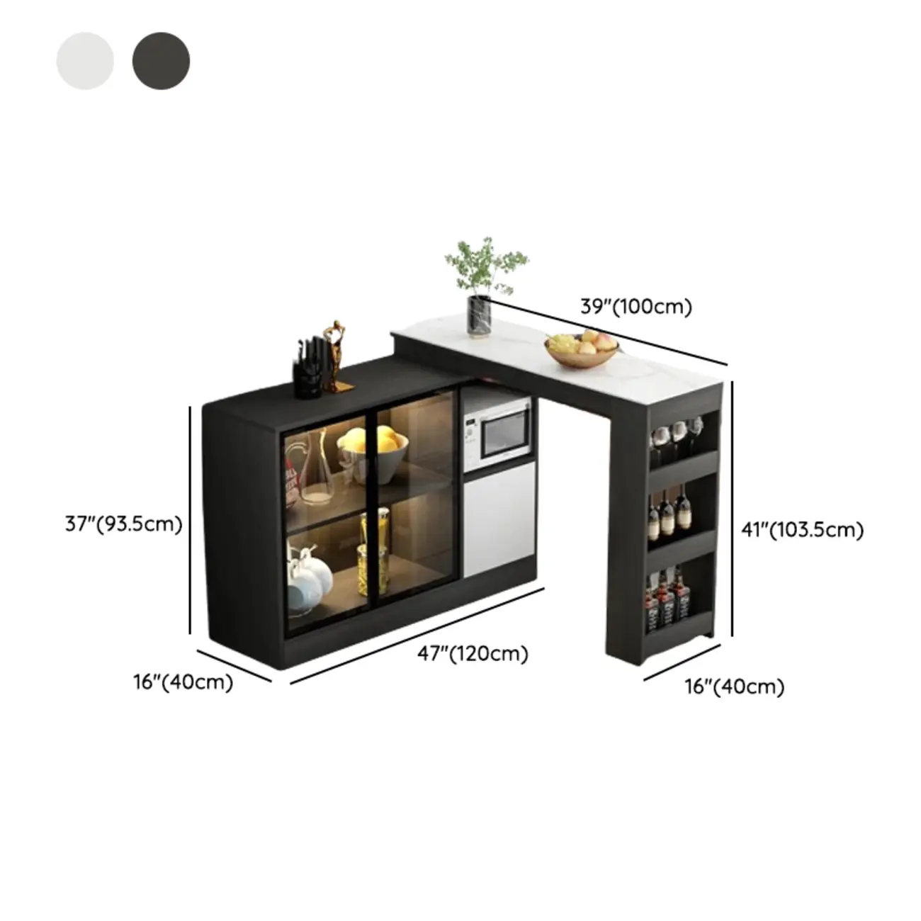 Modern Brown Counter Bar Table with Wine Cabinet Storage for Living Room Image - 22 | homeyfad