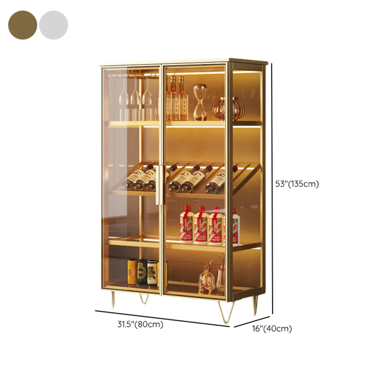 Metal Freestanding Display Cabinet with Glass Doors Image - 15 | homeyfad