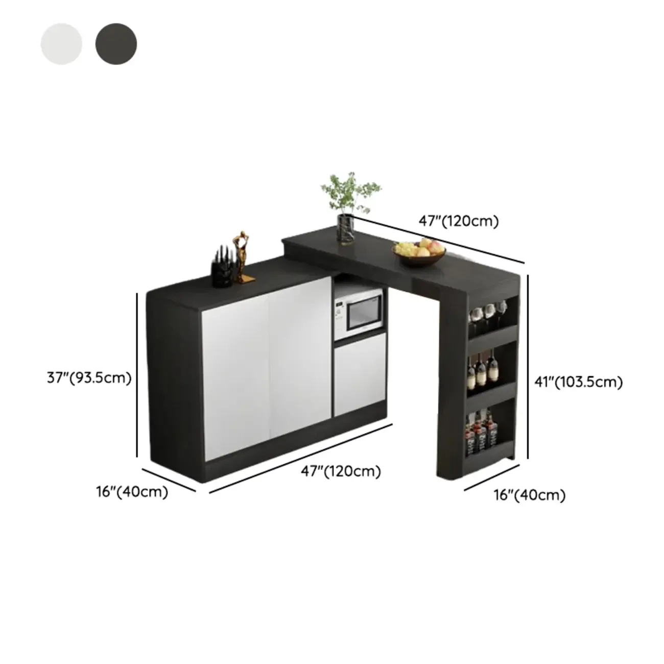 Modern Brown Counter Bar Table with Wine Cabinet Storage for Living Room Image - 23