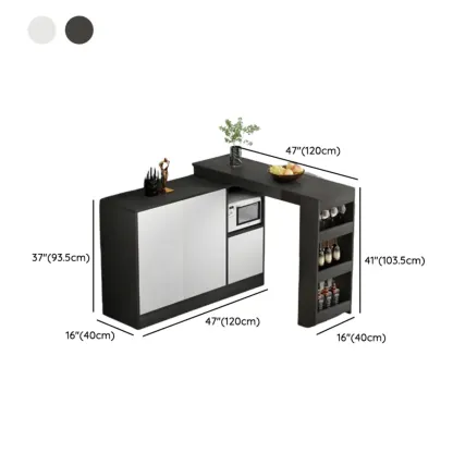 Modern Brown Counter Bar Table with Wine Cabinet Storage for Living Room Image - 23