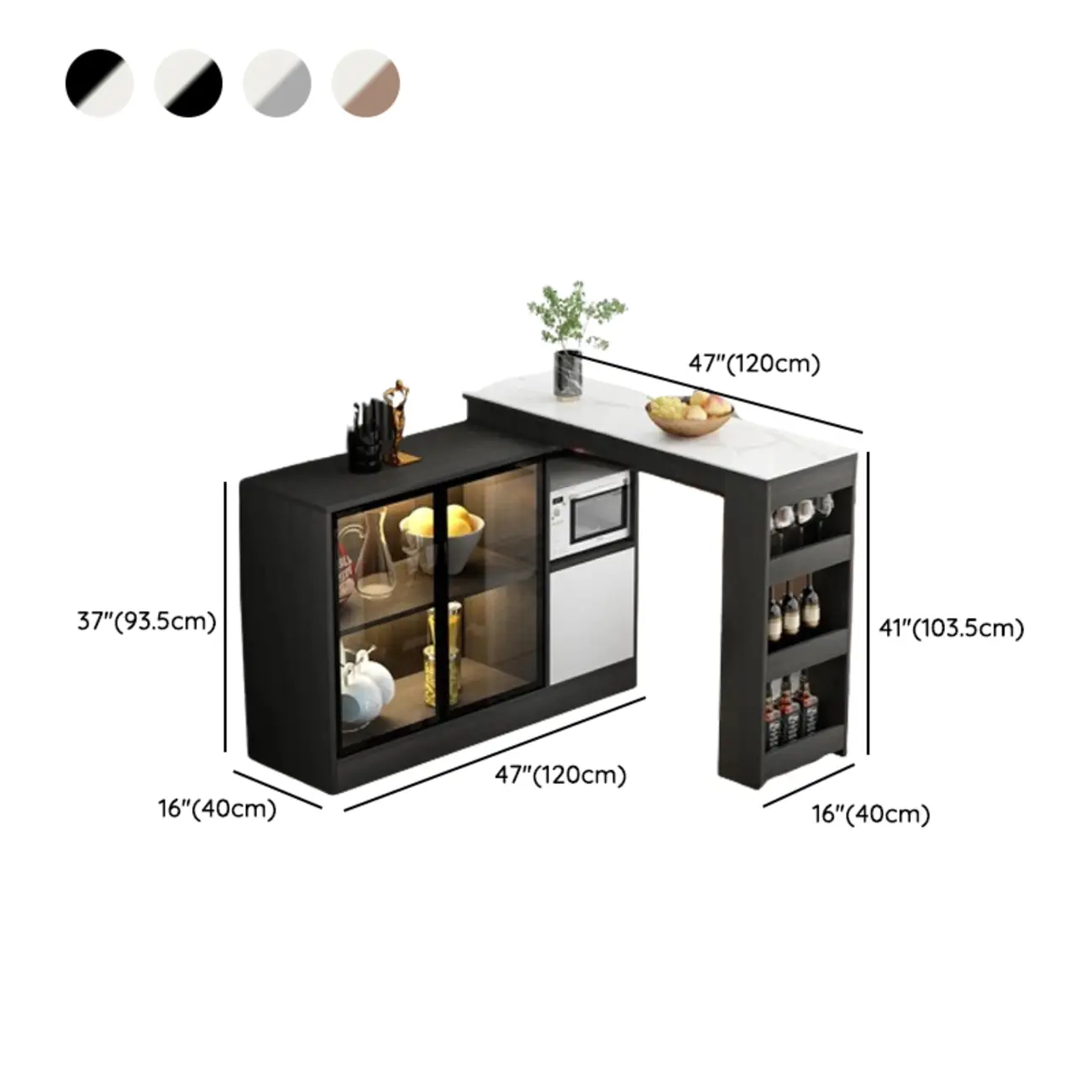 Modern Brown Counter Bar Table with Wine Cabinet Storage for Living Room Image - 24 | homeyfad