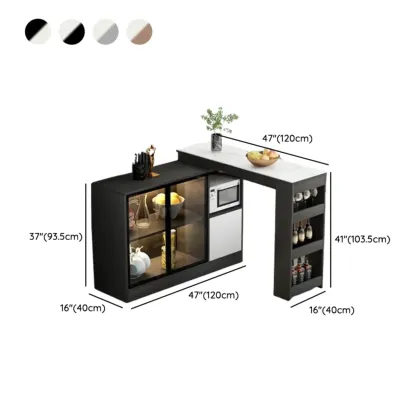 Modern Brown Counter Bar Table with Wine Cabinet Storage for Living Room Image - 24