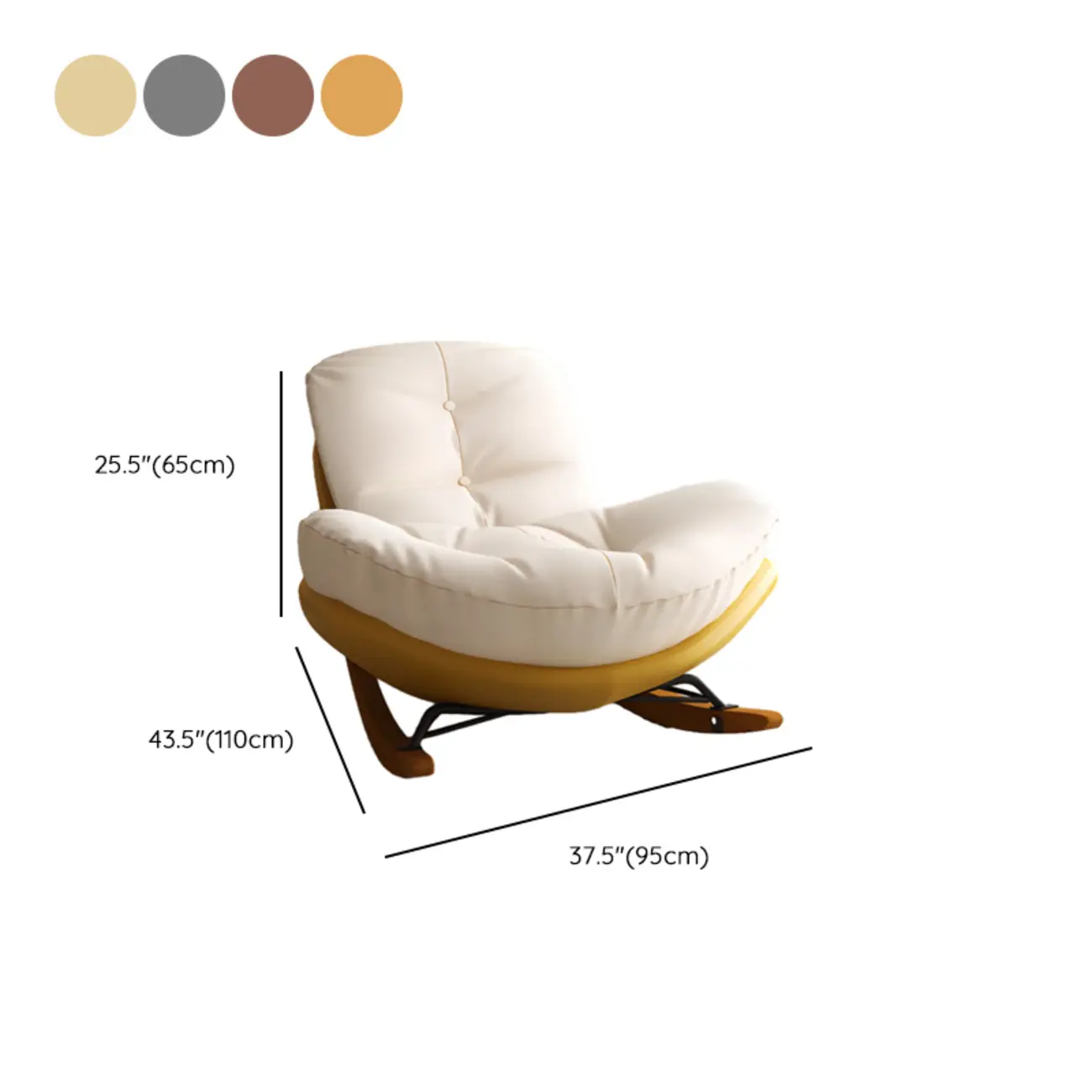 Scandinavian Upholstered Rocking Chair with Optional Ottoman #size | homeyfad