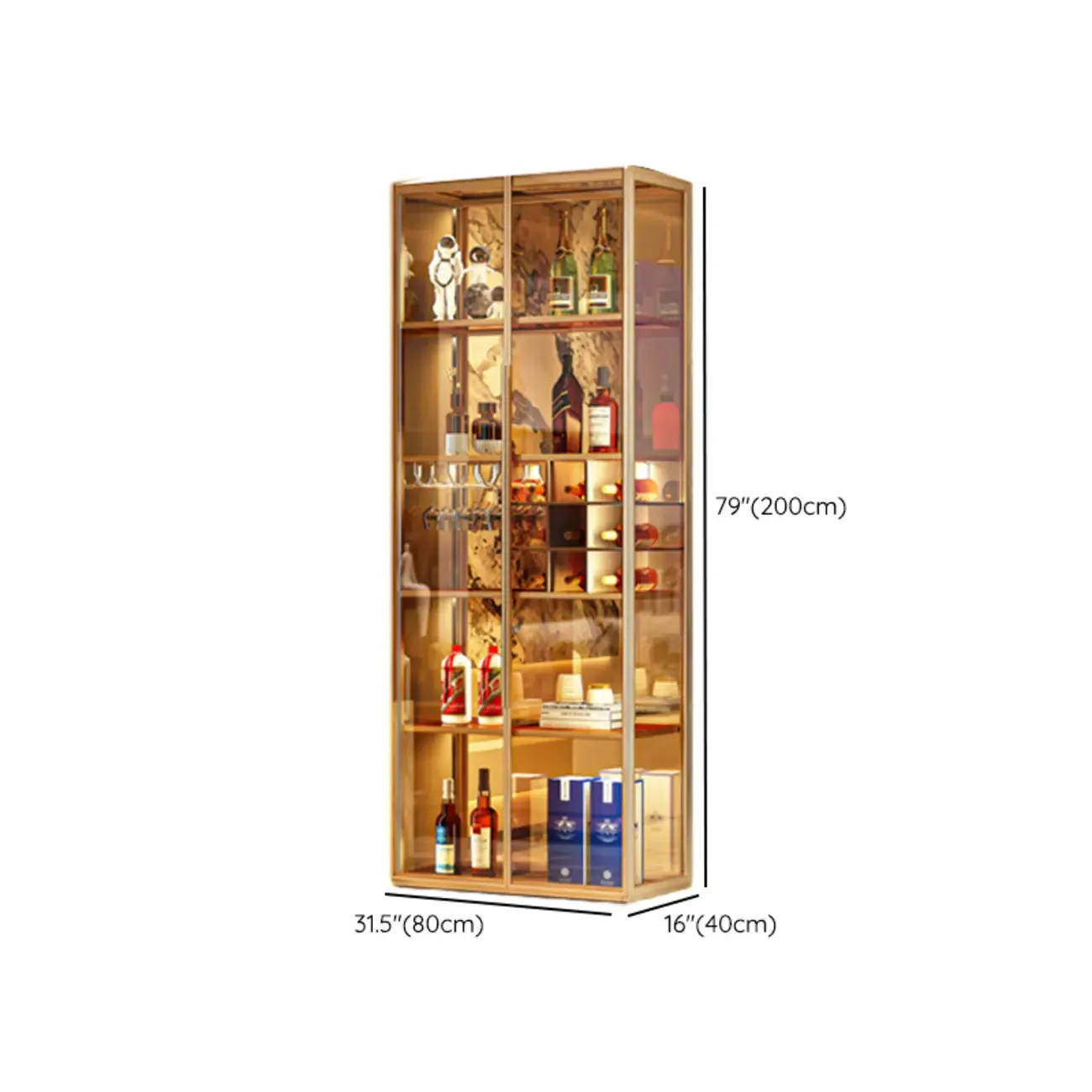 Metal Freestanding Display Cabinet with Glass Doors Image - 16