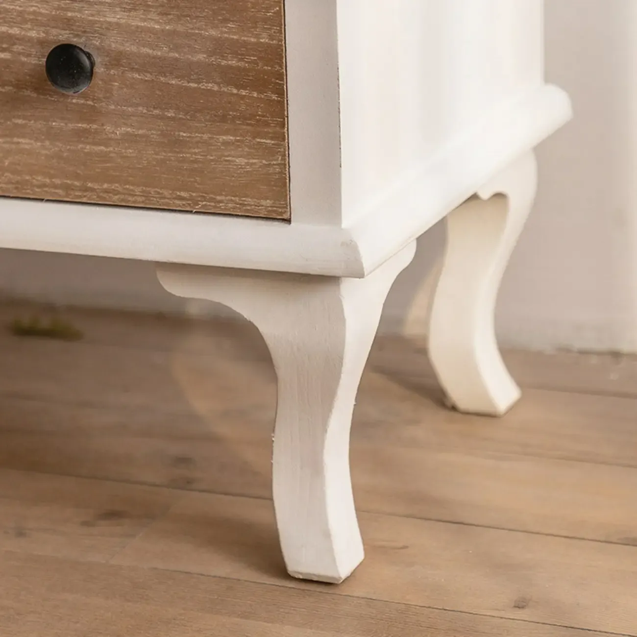 Vintage Wood and Metal Curved Display Cabinet for Living Room Image - 10