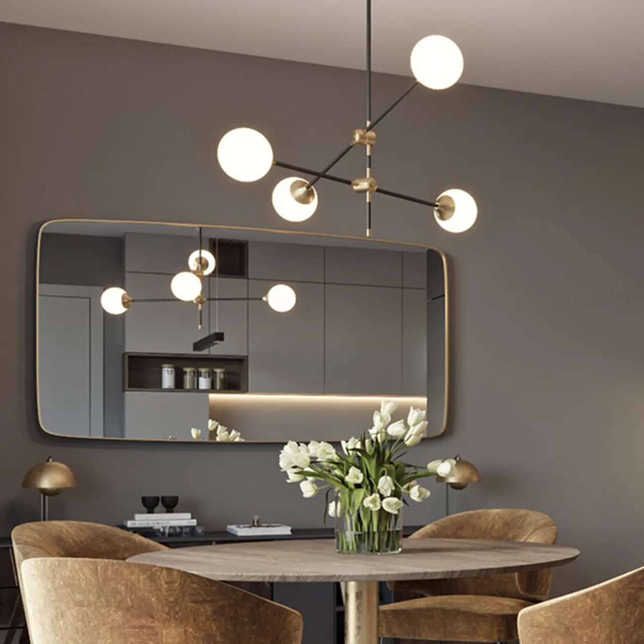 6-Light Modern Industrial Globe Chandelier with Sputnik Design Image - 15 | homeyfad