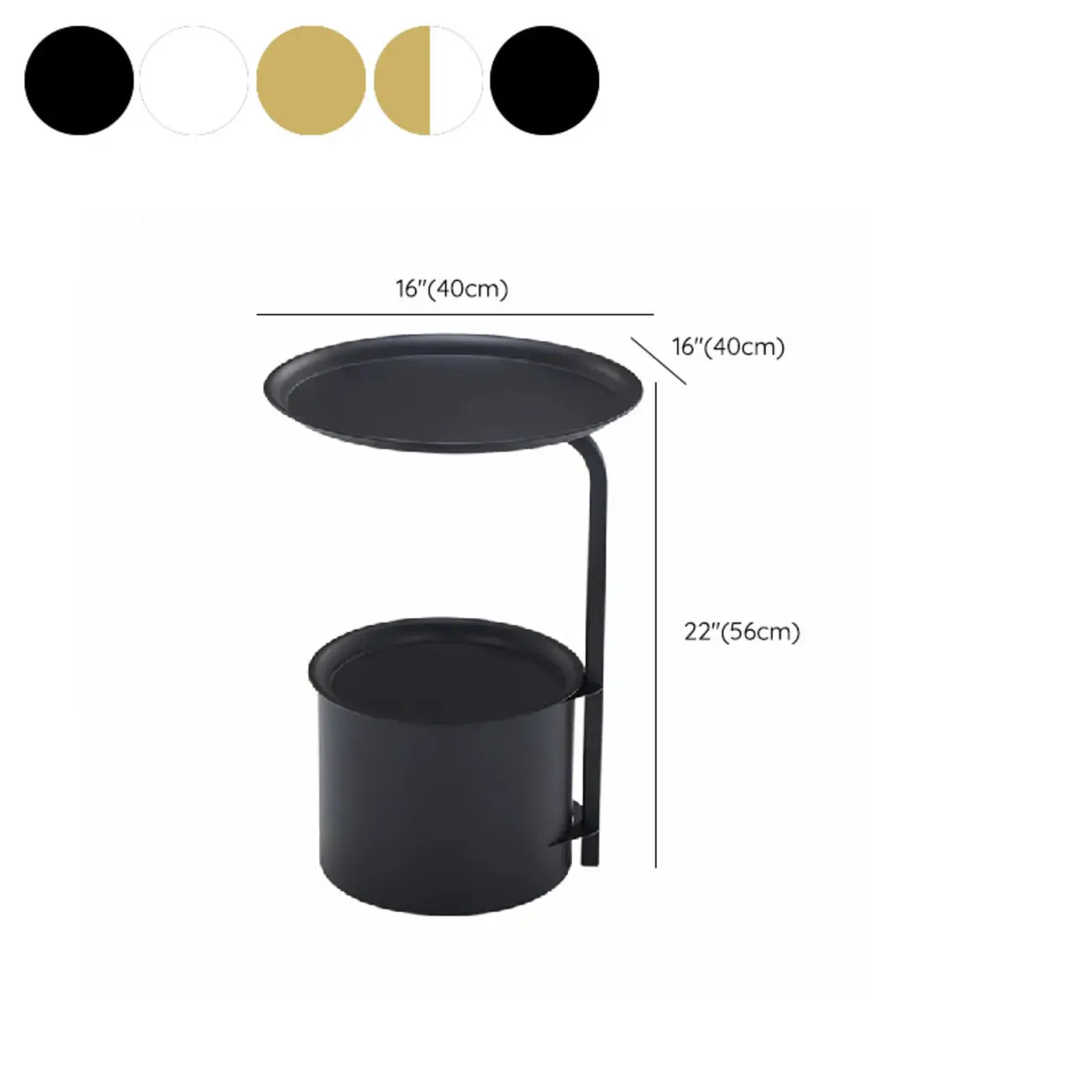 Glam Round Marble Side Table with Gold Metal Drum Storage #size | homeyfad