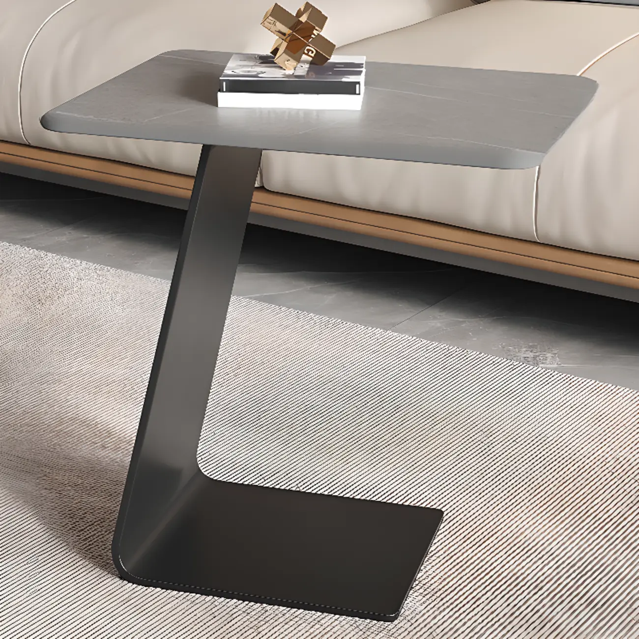 C-Shaped Glass Round End Table for Living Room Image - 7 | homeyfad