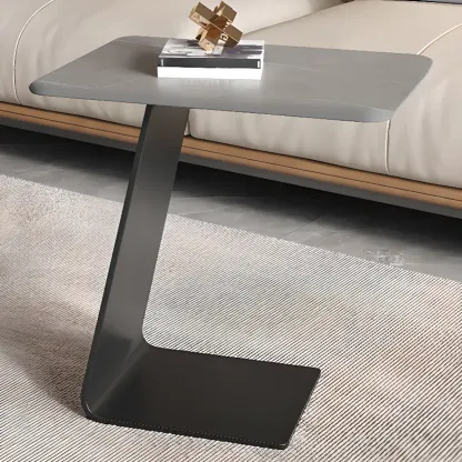 C-Shaped Glass Round End Table for Living Room Image - 7