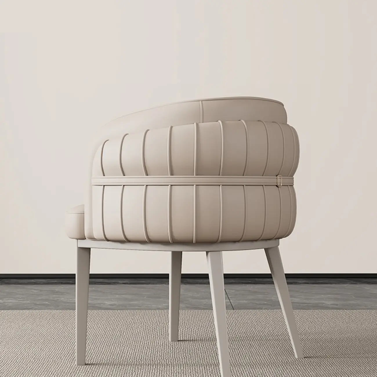 Modern Sloped Arm Solid Back Faux Leather Dining Chair Image - 7 | homeyfad