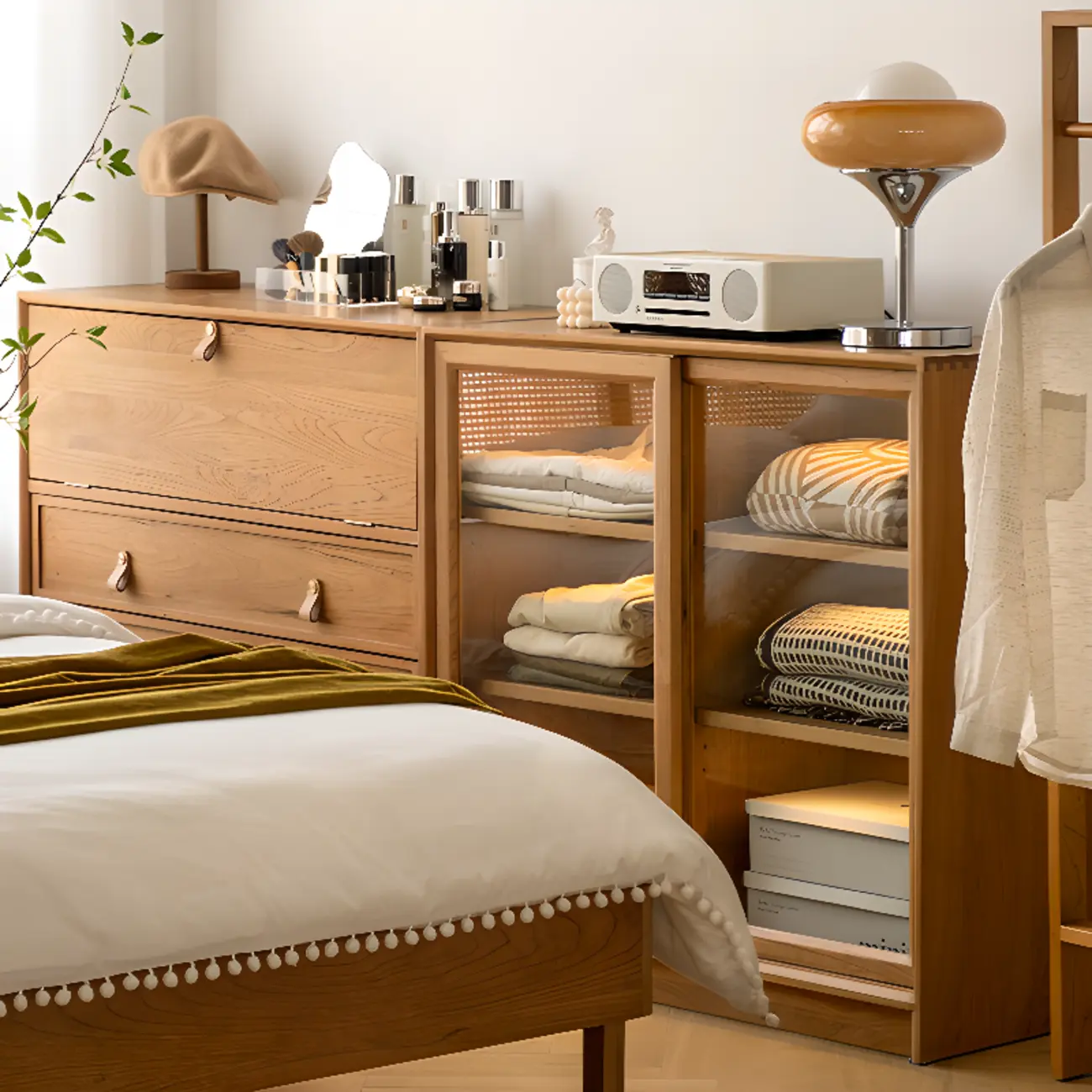 Classic Wooden Display Cabinet with Glass Doors for Living Room Image - 7 | homeyfad