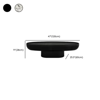 Modern Black Round Fiberglass Coffee Table with Tray Top #size