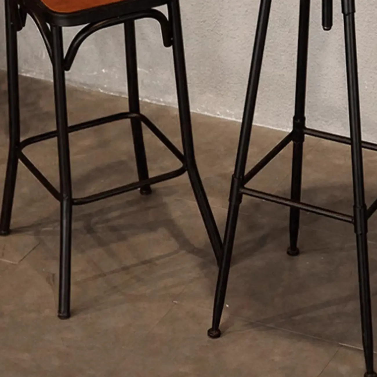 Rustic Wooden Adjustable Pub Bar Table with Metal Footrest Image - 7 | homeyfad