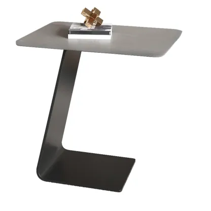 C-Shaped Glass Round End Table for Living Room Image - 8