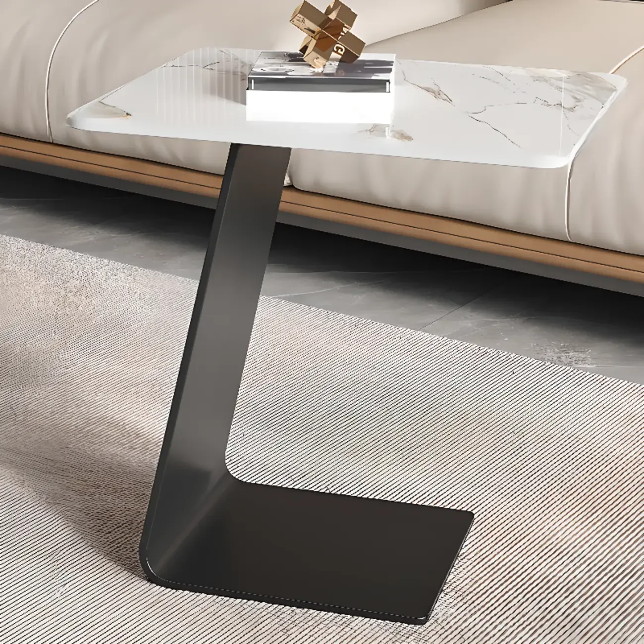 C-Shaped Glass Round End Table for Living Room Image - 9