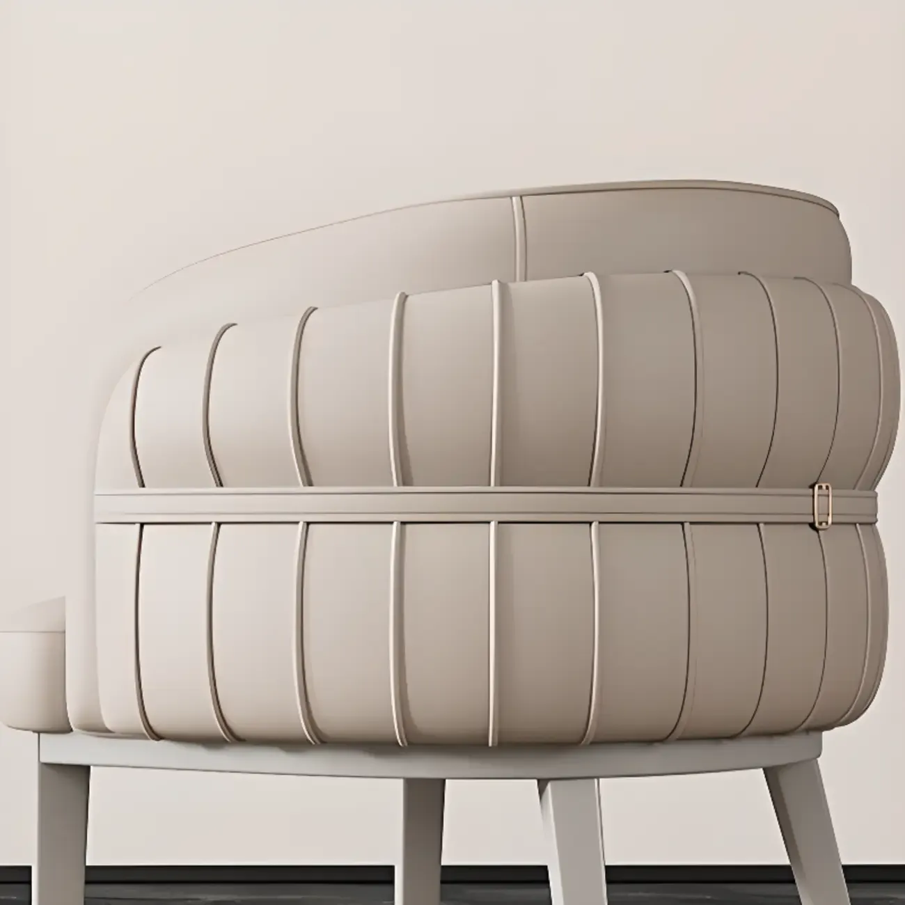 Modern Sloped Arm Solid Back Faux Leather Dining Chair Image - 9
