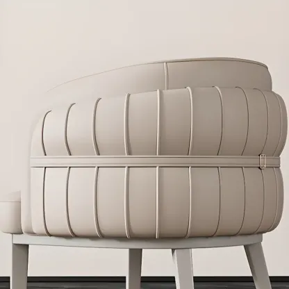 Modern Sloped Arm Solid Back Faux Leather Dining Chair Image - 9