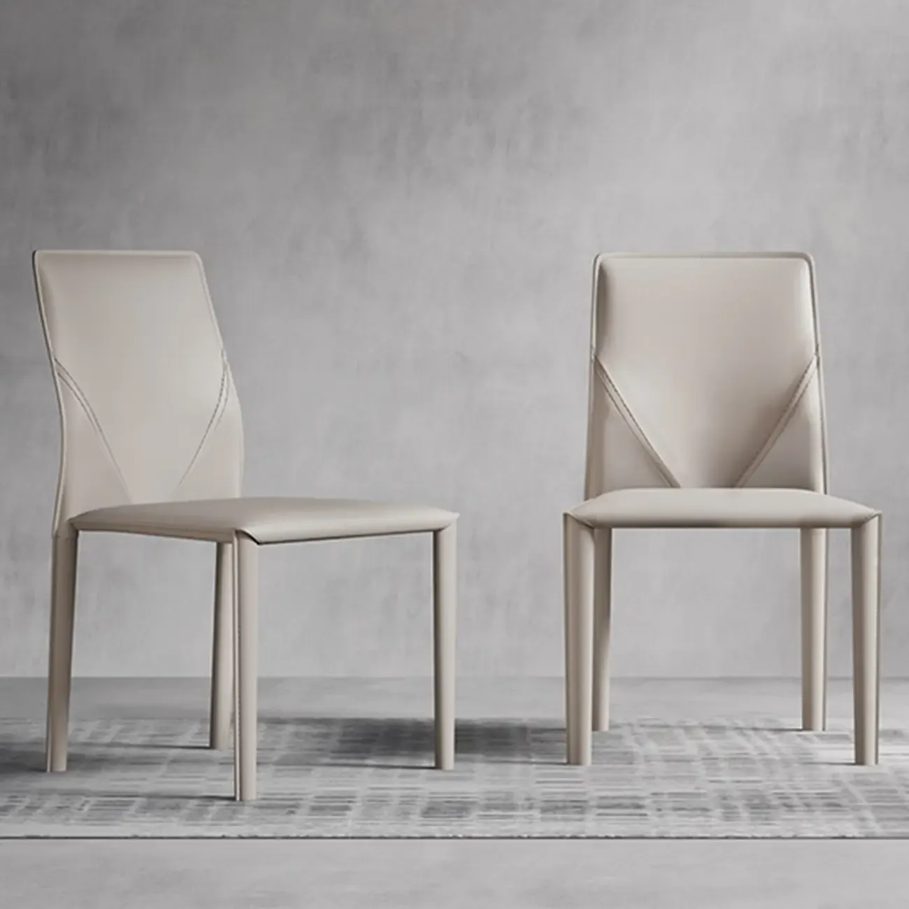 Modern White Armless Faux Leather Dining Chair with Solid Back Image - 1