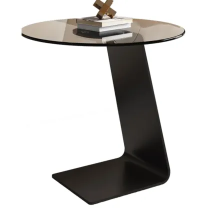C-Shaped Glass Round End Table for Living Room Image - 10