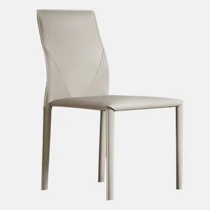 Modern White Armless Faux Leather Dining Chair with Solid Back Image - 2