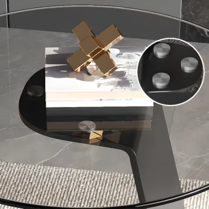 C-Shaped Glass Round End Table for Living Room Image - 11