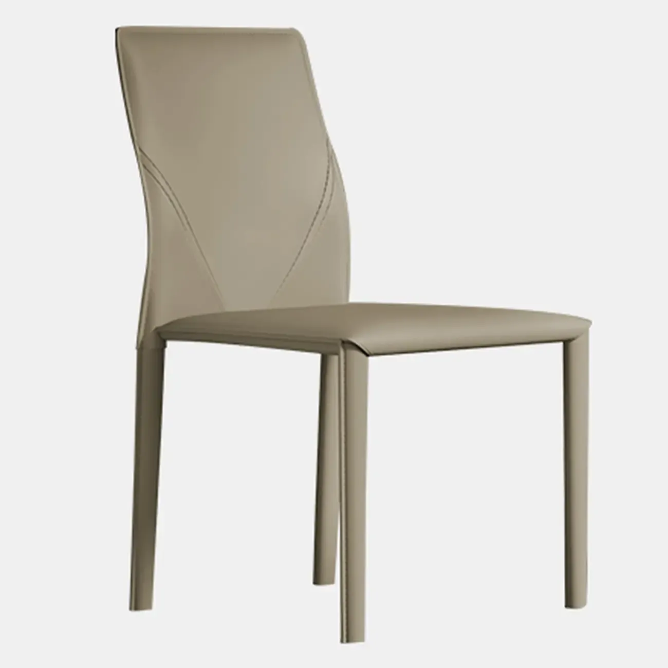 Modern White Armless Faux Leather Dining Chair with Solid Back Image - 3